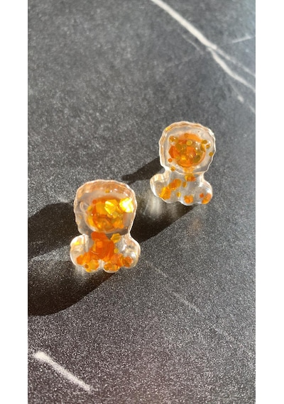 Şeffaf Gold Glitter Süslemeli Aslan Şekil Gold Aksesuarlı Epoksi Şeffaf
