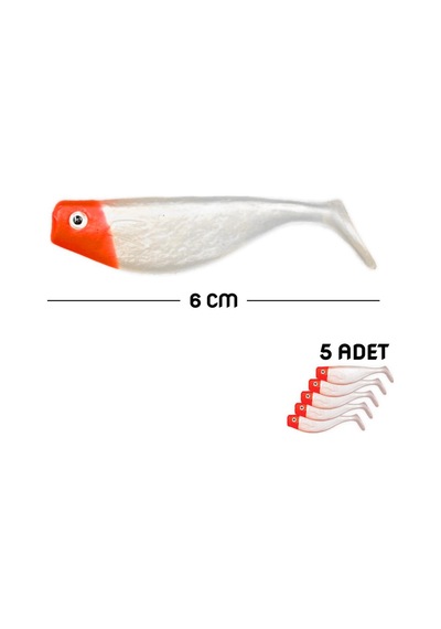 Silikon Balık Yem - Dft - 6cm - Kırmızı/beyaz 141-3017 - 5'li Paket