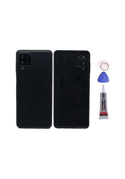 Samsung A12 Siyah Uyumlu Arka Kapak Batarya Kapağı Pil Kapağı Yapışkan Ve Sökme Aparatıyla Beraber Full Set Siyah