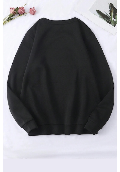 Classical Baskılı Oversize Sweatshirt Antrasit