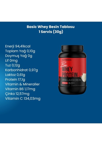 Basic Whey Protein Tozu 2100g 70 Servis Vanilla Ice Cream Aromalı Karışık