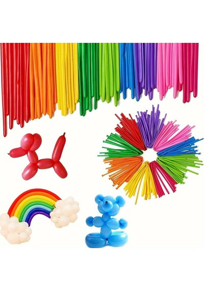 Vıp 100 Pcs Sausage Balloon Mıxed Color Vıp Kalite 100 Adet Sosis Balon Karışık Renkli Sosis Balon