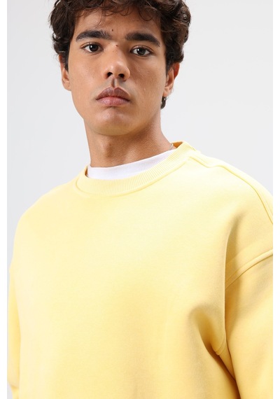 Vamos Basic Oversize Yıkamalı Sweatshirt Sarı