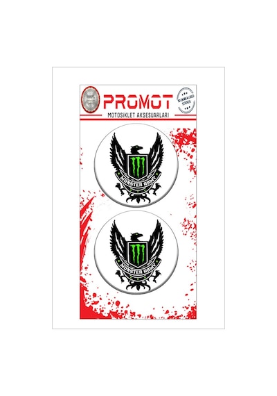 Monster 3d Kabartmalı Damla Logo Sticker 5cm 12