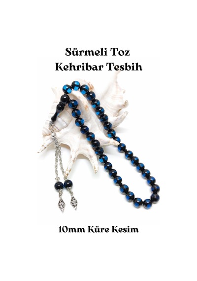 Sürmeli - Toz Kehribar Tesbih - 10 Mm Küre Kesim