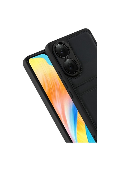 Newface - 706 - Oppo A38 Sara Kartvizitli Deri Kılıf - Kmrsfres - - Siyah Sıyah