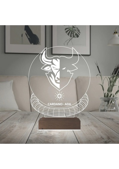 Luvivia Crypto Cardano Ada Coin Kripto Finans 3d Lamba - Masa Gece Lambası Şeffaf