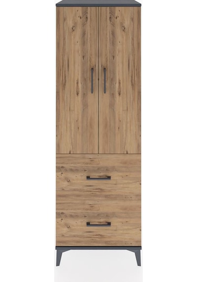 Hyperion Dolap 3 Raflı 2 Çekmeceli 2 Kapaklı 60x44x182 Antras... Antrasit