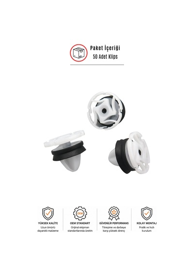 Renault Clio 3-4 Megane 2-3-4 Fluence Symbol Uyumlu Kapı Döşeme Klipsi 50 Adet