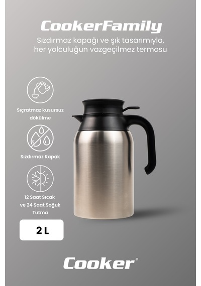Cooker Family 2 Litre Paslanmaz Çelik Termos Ckr2088 Diğer