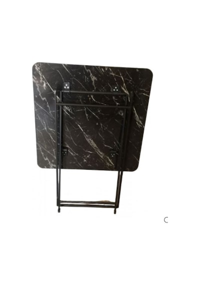 Sadeceonda Siyah Mermer Desenli Kare Masa - 70 Cm