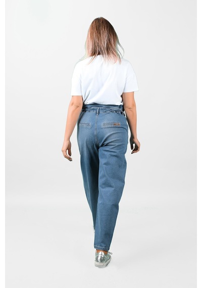 Kadın Beli Lastikli Kot  Pantolon Mavi
