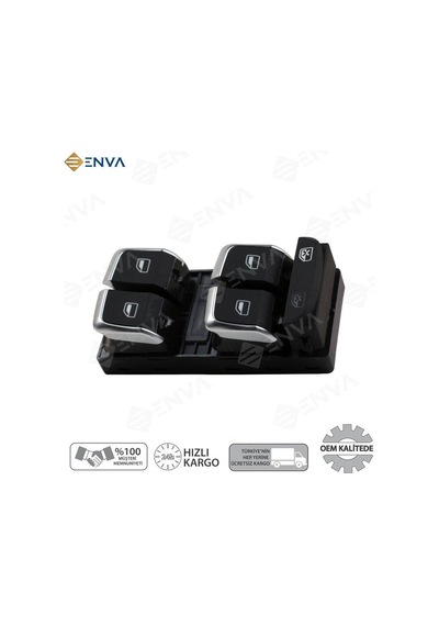 Audi A1 Sol Ön Dörtlü Cam Açma Düğmesi Anahtarı 2011-2016 krom