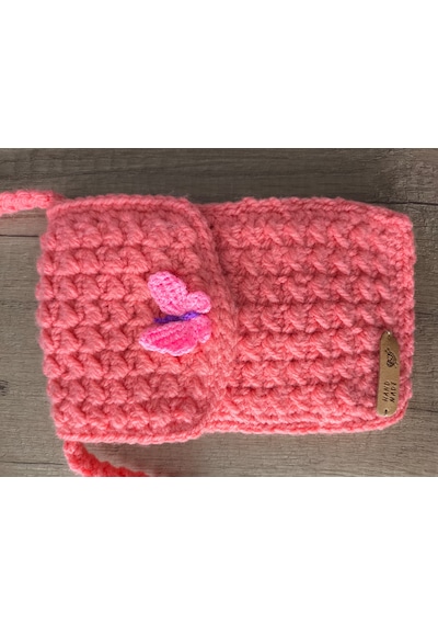 Cüzdan Telefon Çantası El Yapımı Pembe