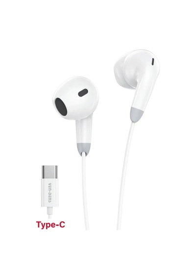 Ven-dens Vd-ear031 Type-c Mikrofonlu Kablolu Kulak İçi Kulaklık, 14,2 Mm Dinamik Sürücü, 1,2, Beyaz