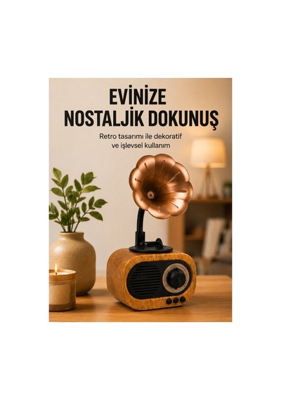 Retro Tasarımlı Mini Bluetooth Hoparlör Ve Fm Radyo Çoklu Medya Yeni Nesil - Hs08372534-3782 Renkli