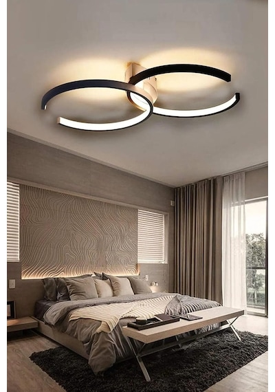 Legacy Duru Modern Tasarım Siyah Renk Salon Mutfak Hol Beyaz Led 2 Li Avize Siyah 55 X 35 Diğer