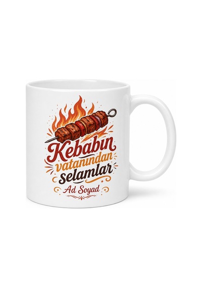 Adana Kebap Sevene Kişiye Özel Memleket Baskılı Kupa Bardak Hediye Beyaz / Çok Renkli