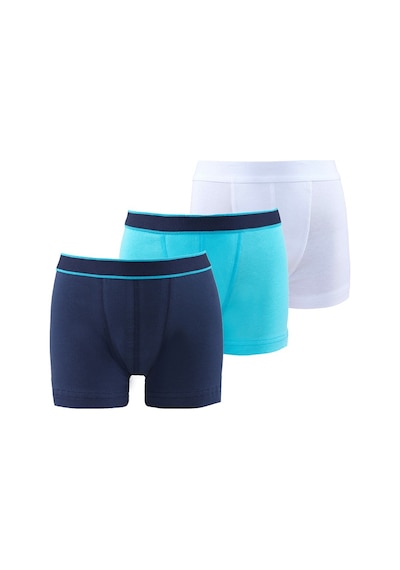 Blackspade 9395 Çocuk Erkek 3 Lü Paket Boxer Lacivert + Aqua + Beyaz Beyaz - Lacivert - Turkuaz