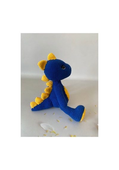 Adenya Sepeti El Emeği Örgü Dinazor Taraftar Dino Fb Amiğgurumi Oyuncak Sarı - Lacivert