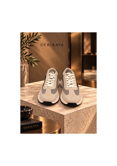 Derikaya Erkek Bağcıklı Kontrast Tabanlı Günlük Sneaker Bej