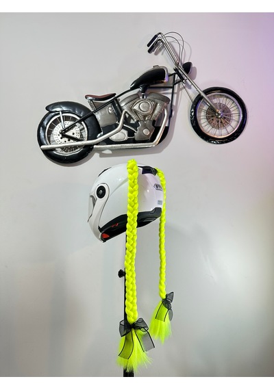 Motor & Motosiklet Uyumlu Neon Sarı Çift Örgülü Saç Kask Dış Aksesuarı Diğer
