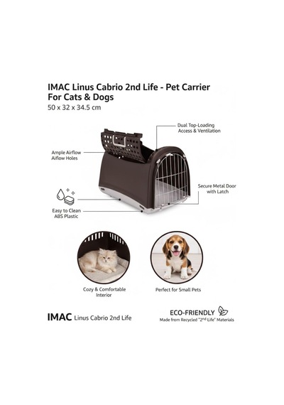 İmac Linus Cabrio Üstü Açılabilen Köpek Pet Taşıma Çantası Antrasit 50x32x34.5cm