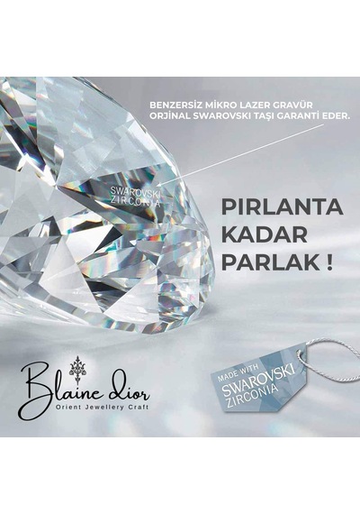 Swarovski Tek Taş Yuvarlak Detaylı 925 Ayar Gerçek Gümüş Kadın Kolye