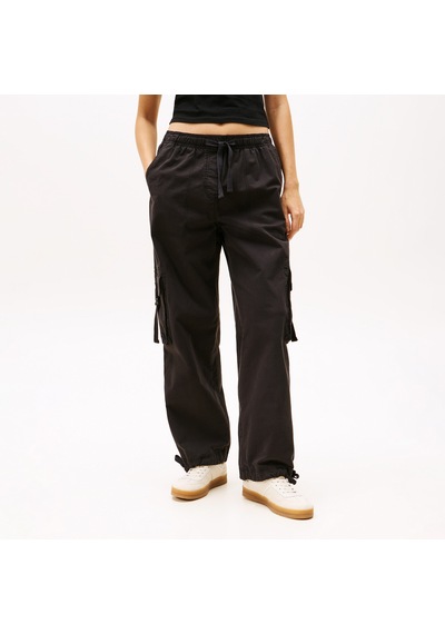 Tommy Hilfiger Loose Cargo Kadın Siyah Pantolon Dw0dw20995 Siyah