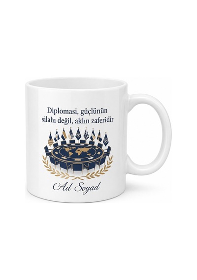 Siyaset Bilimi Öğrencisine Diplomasi Masası Uluslararası İlişkiler Kupa Hediye Beyaz / Çok Renkli