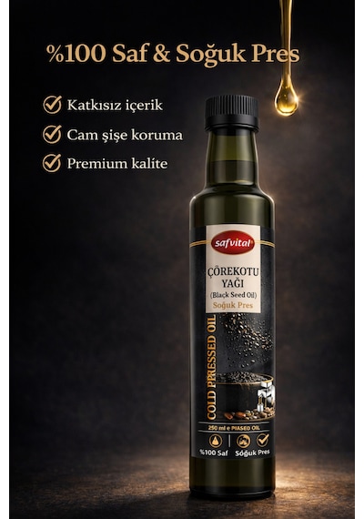 Soğuk Pres Çörekotu Yağı 250 Ml %100 Doğal Saf Çörekotu Yağı Soğuk Sıkım Black Seed Oil