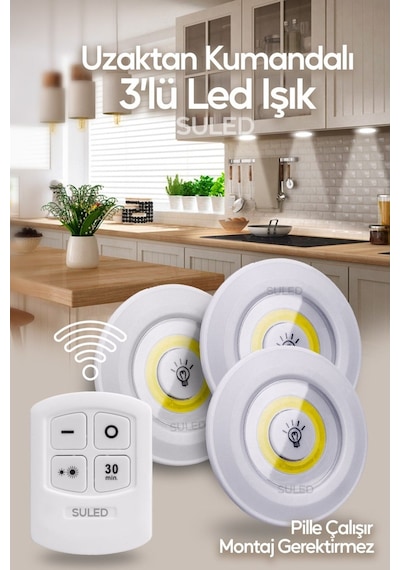 Uzaktan Kumandalı, Yapışkan Montajlı Led Spot Lamba Kolay Kurulum Ve Pratik Kullanım İçin İdeal Beyaz