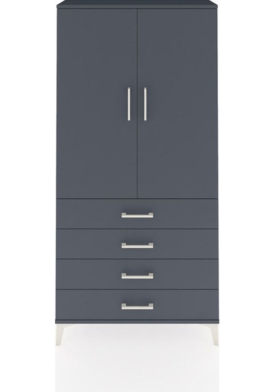Arges Dolap Tek Raflı 4 Çekmeceli Tek Askılı 88x30x182 Antras... Antrasit