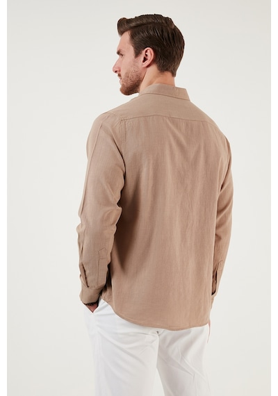 Buratti Pamuklu Regular Fit Düğmeli Yaka Erkek Gömlek Cf20S111871 Toprak