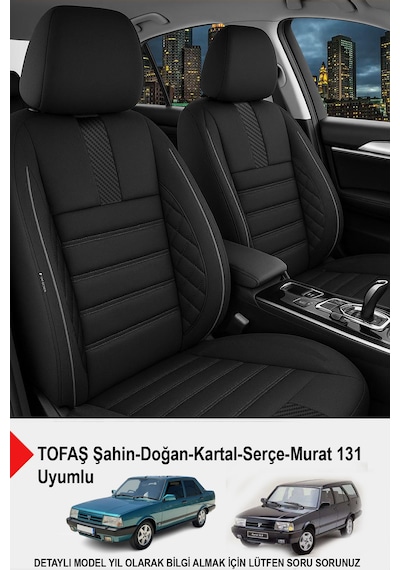 Oniks Serisi Tay Tüyü Kumaş Oto Koltuk Kılıfı Tofaş Kartal-şahin-doğan-serçe-tempra İle Uyumlu Siyah