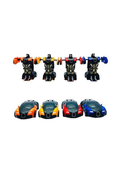 Robota Dönüşen Bugatti Araba 4lü Set Renkli