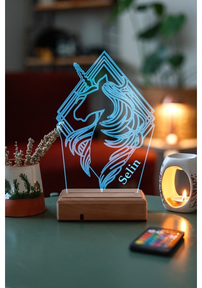Kişiye Özel 3D Unicorn, Kız Çocuğuna Hediye Masaüstü Led Lamba