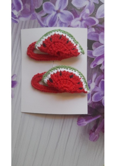 Anomoneshop Örgü Toka Karpuzlu Saç Aksesuarı