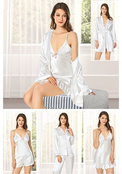 Alissa 8630 Kadın Çeyizlik Saten 6'lı Set-ekru Ekru