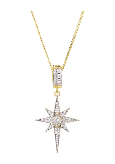 Kuzey Kutup Yıldızı Model-1 Gold Rengi 925 Ayar Gümüş Kadın Kolye Gold