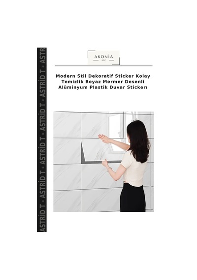 Modern Stil Dekoratif Sticker Kolay Temizlik Beyaz Mermer Desenli Alüminyum Plastik Duvar Stickerı Çok Renkli