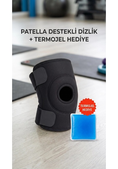 Sporcu Dizliği Çapraz Bağ Destekli Termojel Hediyeli Medikal Korsesi Siyah