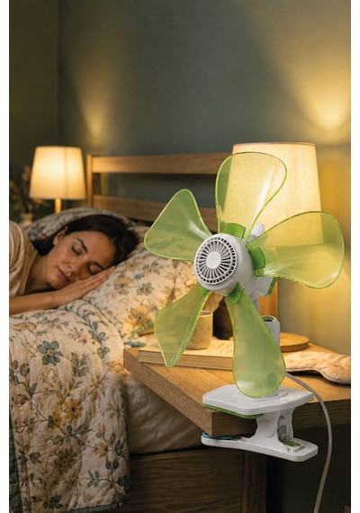 Waldern Taşınabilir, Sessiz Akrobat - Klipsli Fan - Masa Üstü Yeşil Vantilatör - 32 Cm & 180 Eğim