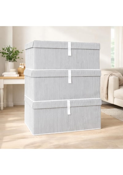 Çok Amaçlı Düzenleyici Kapaklı Sandık Tipi Kutu Hurç Organizer 3 Lü Set Gri, Mega Plus 70 X 40