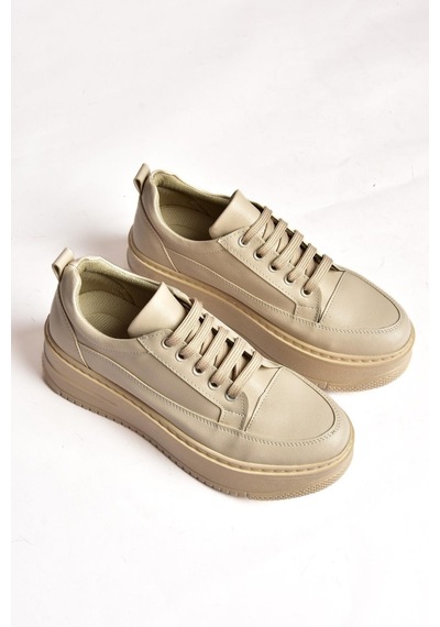 Fox Shoes P274117509 Bej Yüksek Tabanlı Kadın Spor Ayakkabı Sneakers Bej