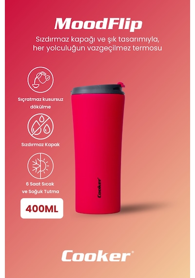 Cooker Moodflip 400 Ml Paslanmaz Çelik Bardak Termos Ckr2050 Pembe