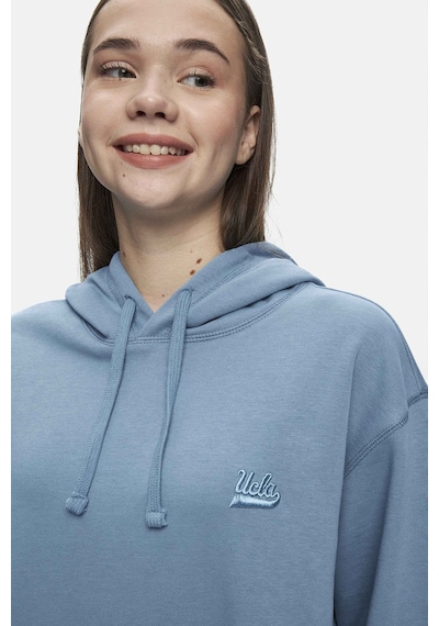 Ucla Weber Mavi Bisiklet Yaka Nakışlı Oversize Kadın Sweatshirt Mavi