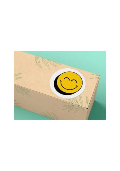 Gülücük Emoji Etiketi Yuvarlak Mat Smile Sticker 4 Cm 40 Adet Çok Renkli