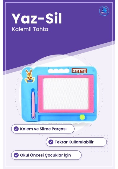 Küçük Yazı Tahtası Yaz Sil Çocuk Çizim Panosu Kalemli Taşınabilir Çok Renkli
