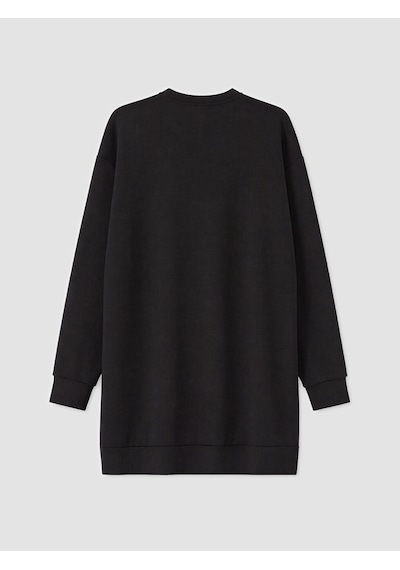 Lcw Modest Siyah Taşlı Soft Touch Kadın Sweatshirt Tunik